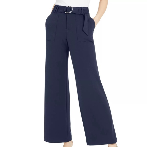 INC Belted Navy Wide-Leg Pants, Created for Macy's - Picture 3 of 3